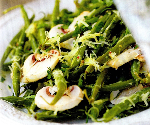 Grøn bønnesalat med champignon - Let og lækkert