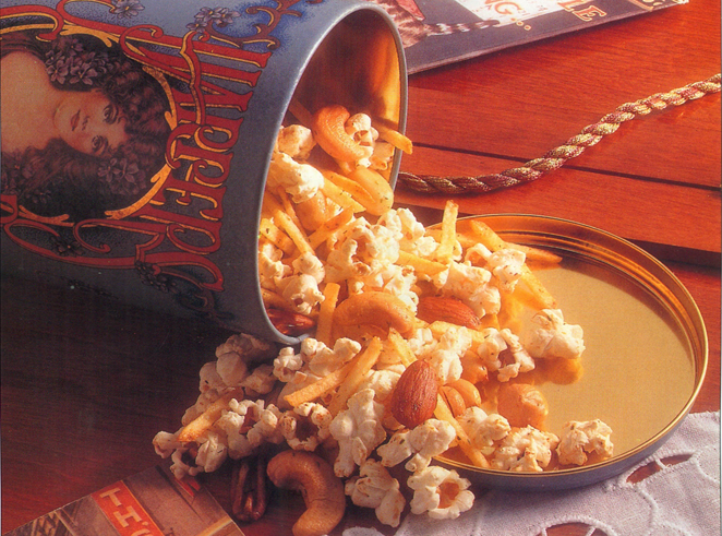 Popcorn med nødder eller peanuts